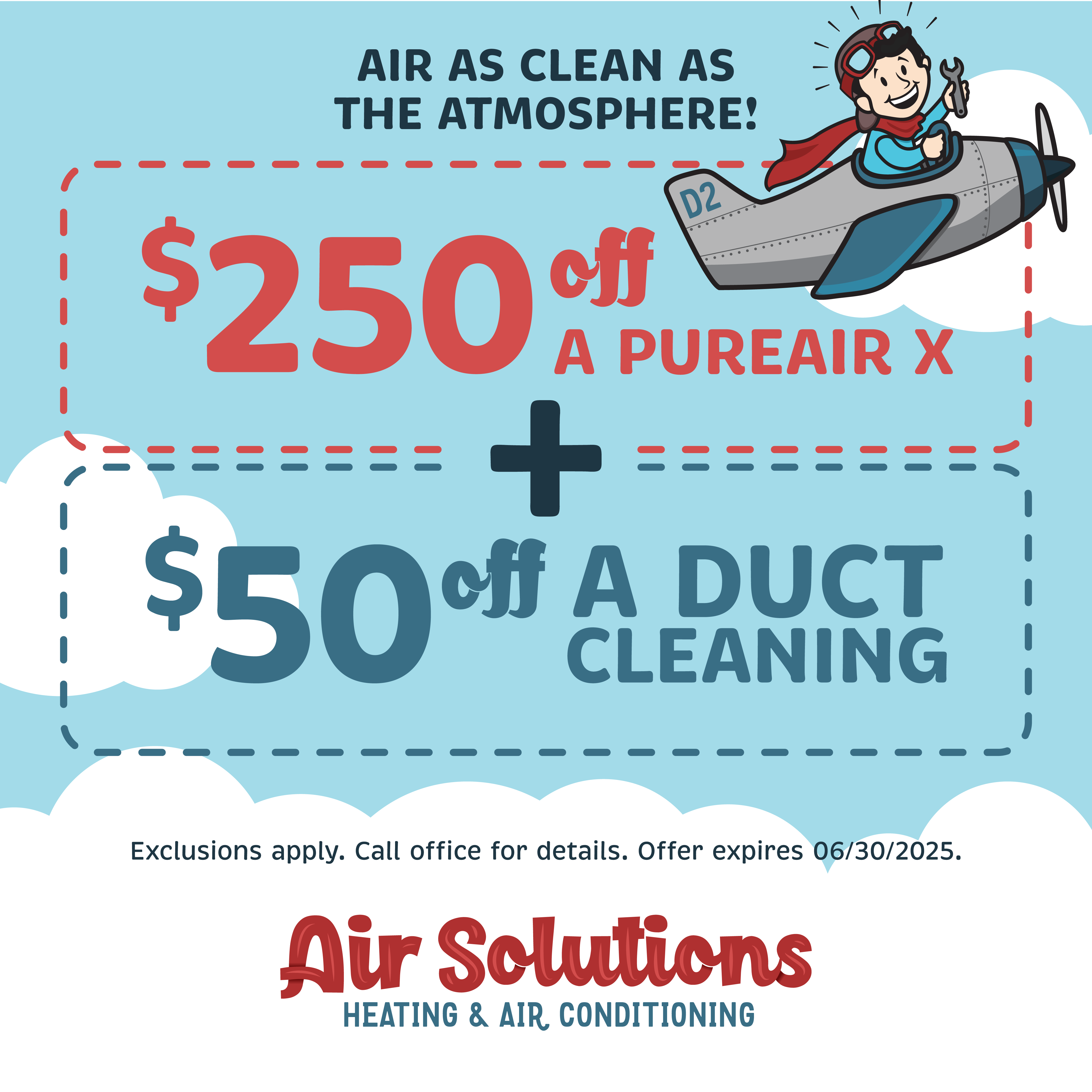Spring 2025 coupons. Save with Air Solutions Heating & Air Conditioning, LLC services.